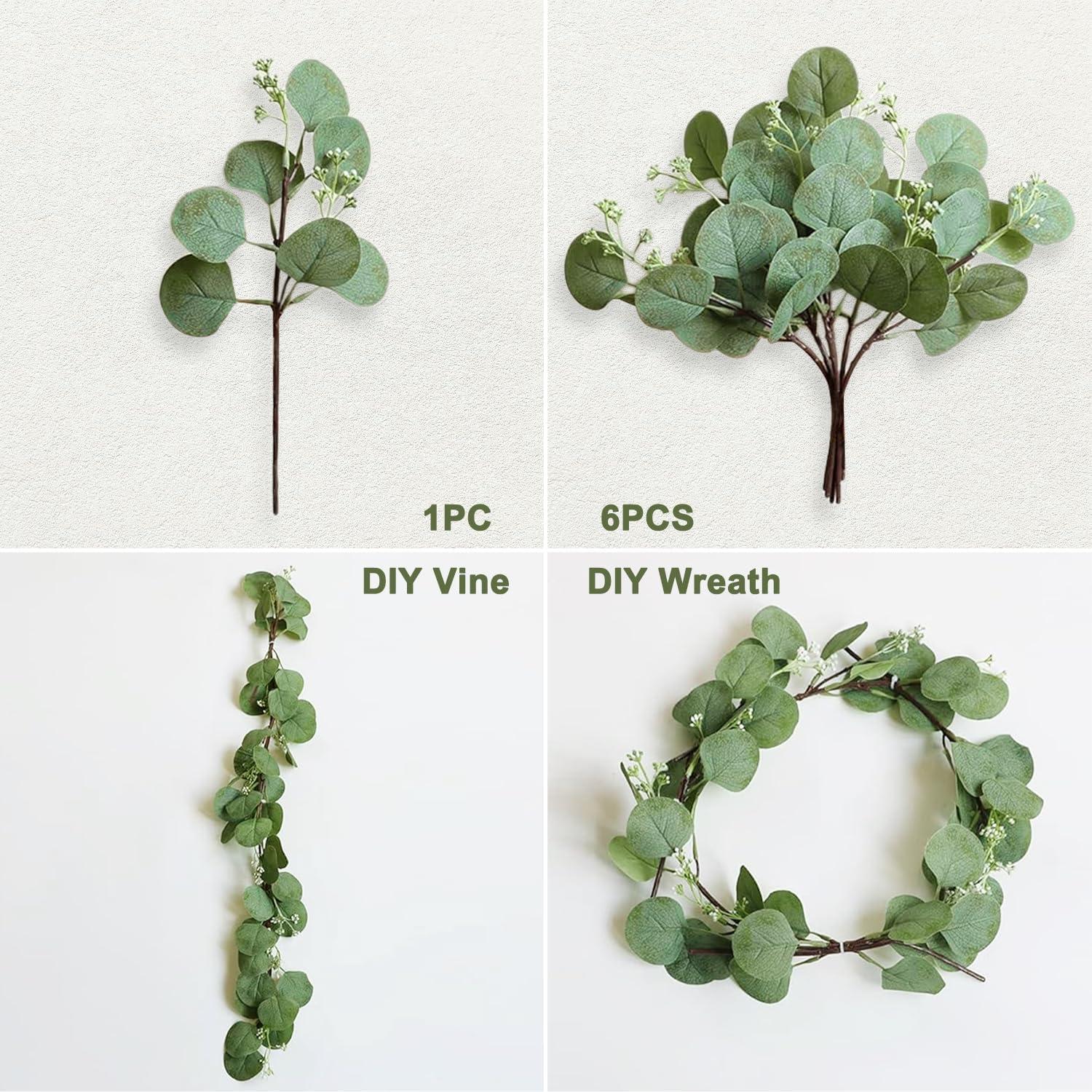 Künstliche Eukalyptus Pflanze 12Pc Deko Zweige Simulation Grün
