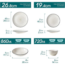 Tafelservice Steingut 24-teilig handbemalt Vintage Beige