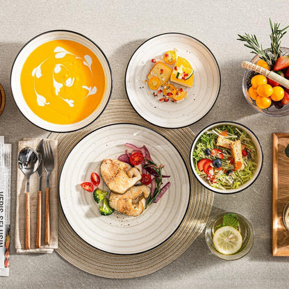 Tafelservice Steingut 24-teilig handbemalt Vintage Beige