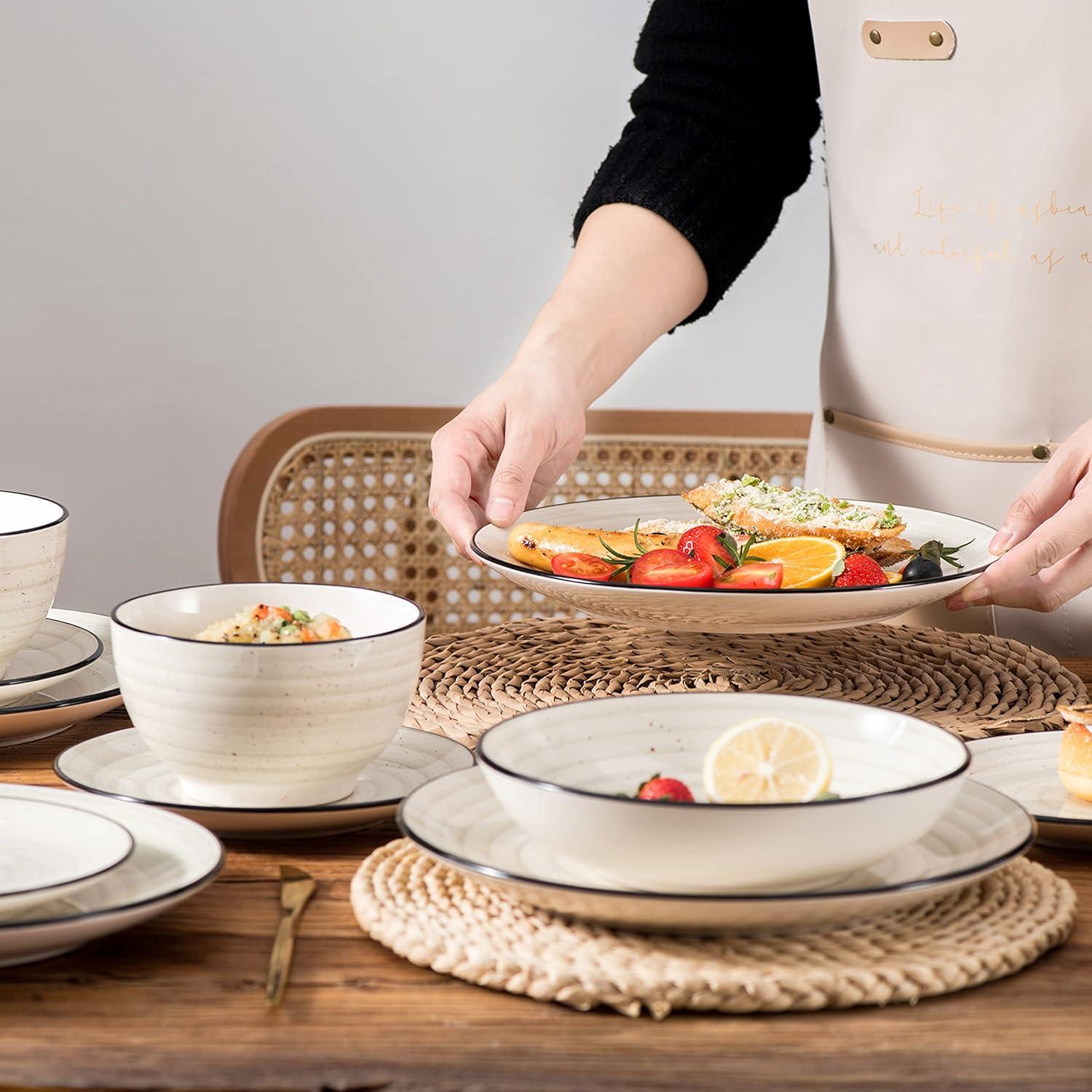 Vintage Steingut Tafelservice Set Kombiservice 6 Personen Beige