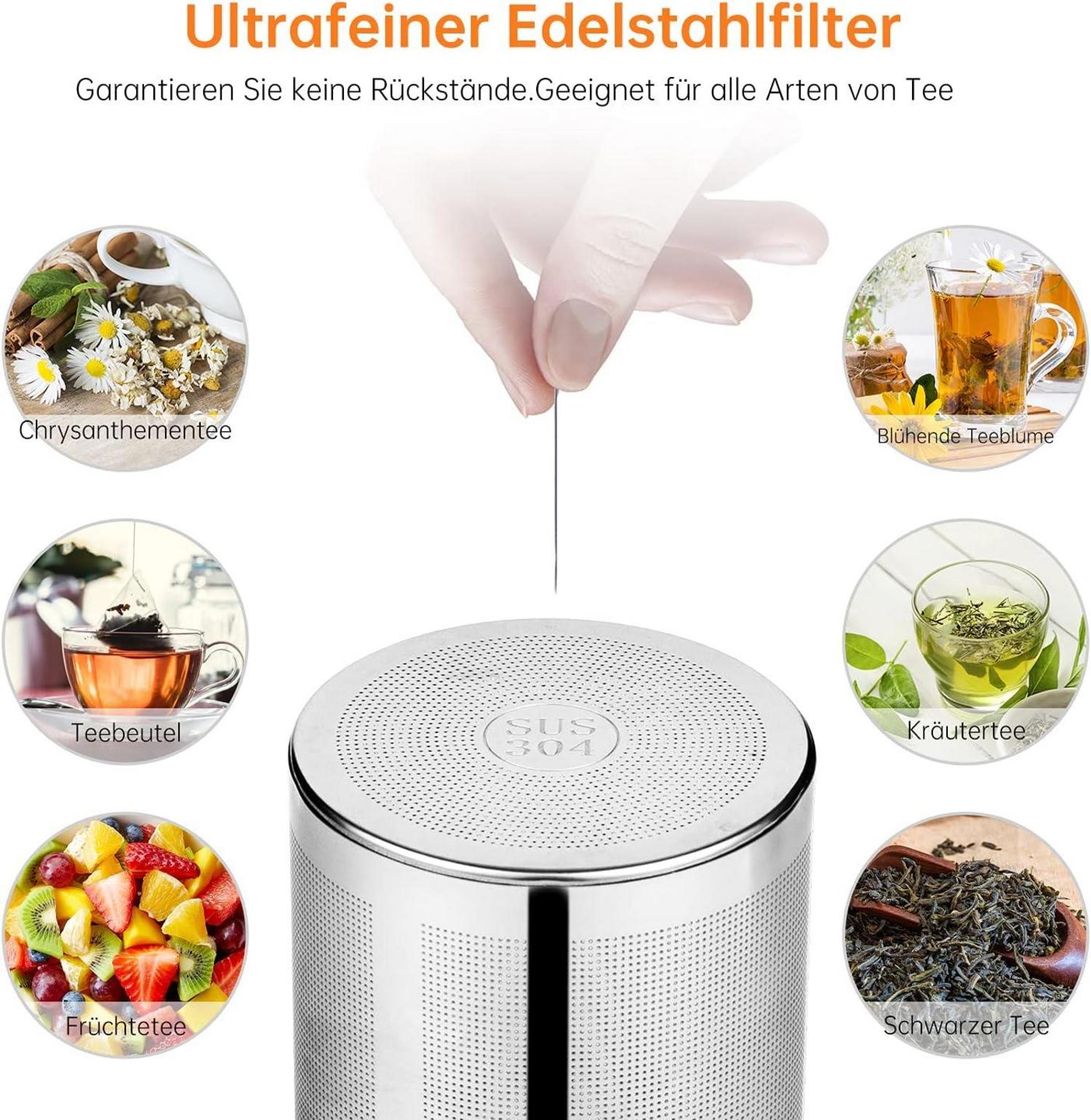 Teekanne Glas 1200ML Borosilikatglas Teeservice Siebeinsatz Spülmaschinenfest
