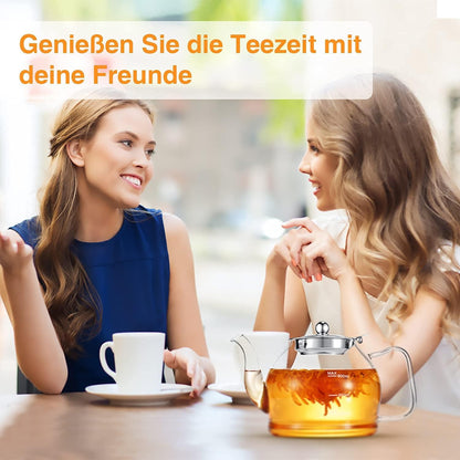 Teekanne Glas 1200ML mit Siebeinsatz Borosilikatglas Teeservice