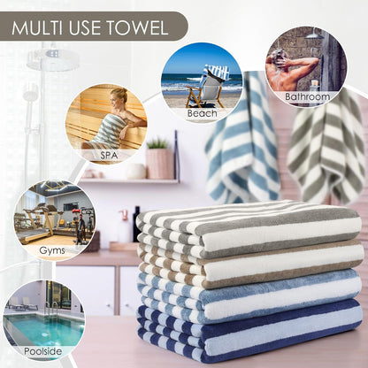 Mikrofaser Badetuch 70x140cm Grau Gestreift Fusselfrei Weich Saugstark 2er Pack