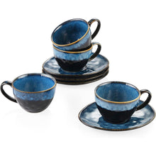 Vancasso STARRY Kaffeeservice Steingut 8-teilig Blau Vintage