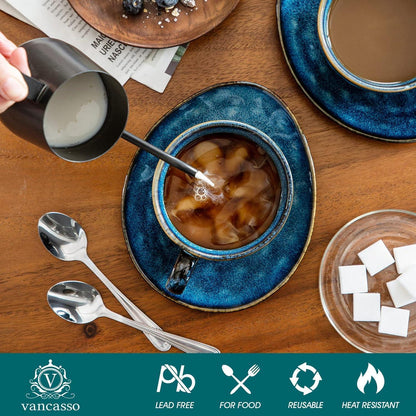 Vancasso STARRY Kaffeeservice Steingut 8-teilig Blau Vintage