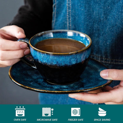 Vancasso STARRY Kaffeeservice Steingut 8-teilig Blau Vintage