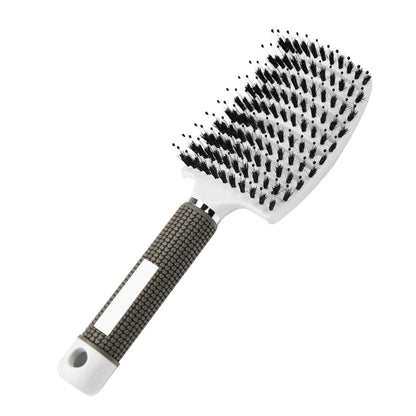 Haarbürste mit Griff und Wildschweinborsten für alle Haartypen