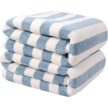 Mikrofaser Badetuch Blau Gestreift 70x140cm 2er Pack