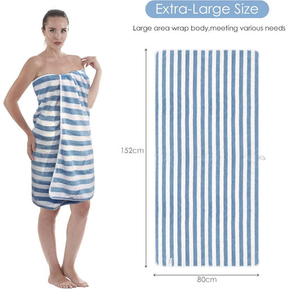 Mikrofaser Badetuch Blau Gestreift 70x140cm 2er Pack