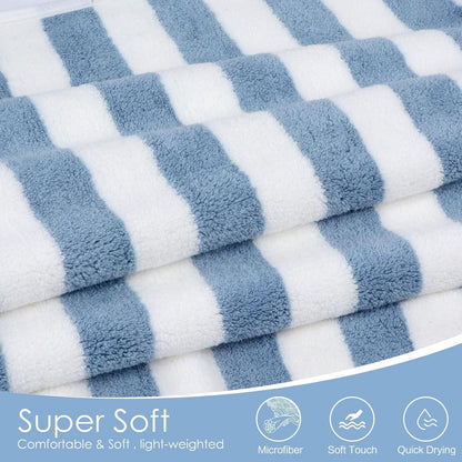 Mikrofaser Badetuch Blau Gestreift 70x140cm 2er Pack