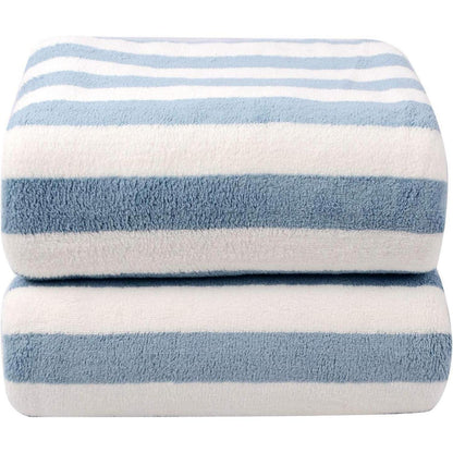 Mikrofaser Badetuch Blau Gestreift 70x140cm 2er Pack