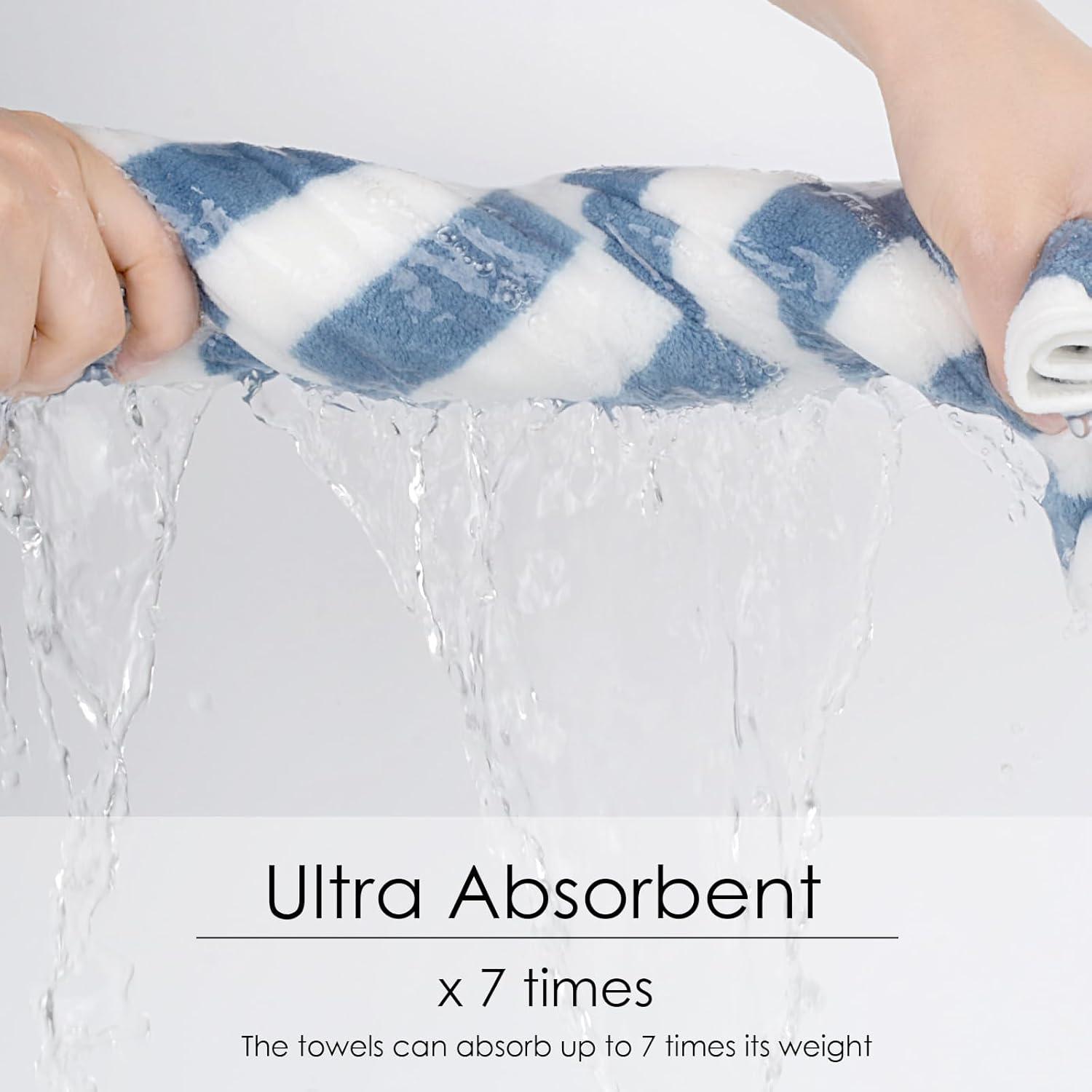 Mikrofaser Badetuch Blau Gestreift 70x140cm schnelltrocknend fusselfrei weich saugfähig 2er-Pack