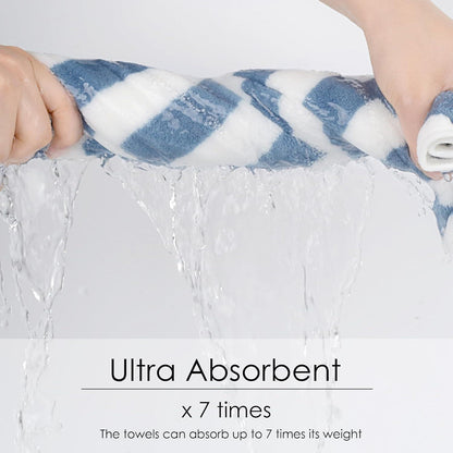 Mikrofaser Badetuch Blau Gestreift 70x140cm schnelltrocknend fusselfrei weich saugfähig 2er-Pack