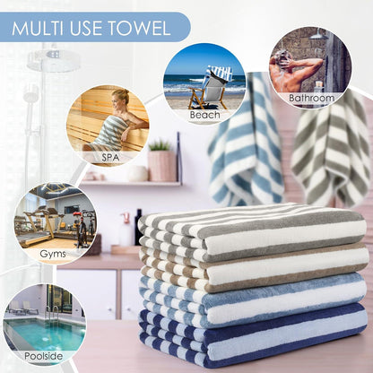 VIVOTE Blau Gestreifte Mikrofaser Badetücher 70x140cm 2er Pack