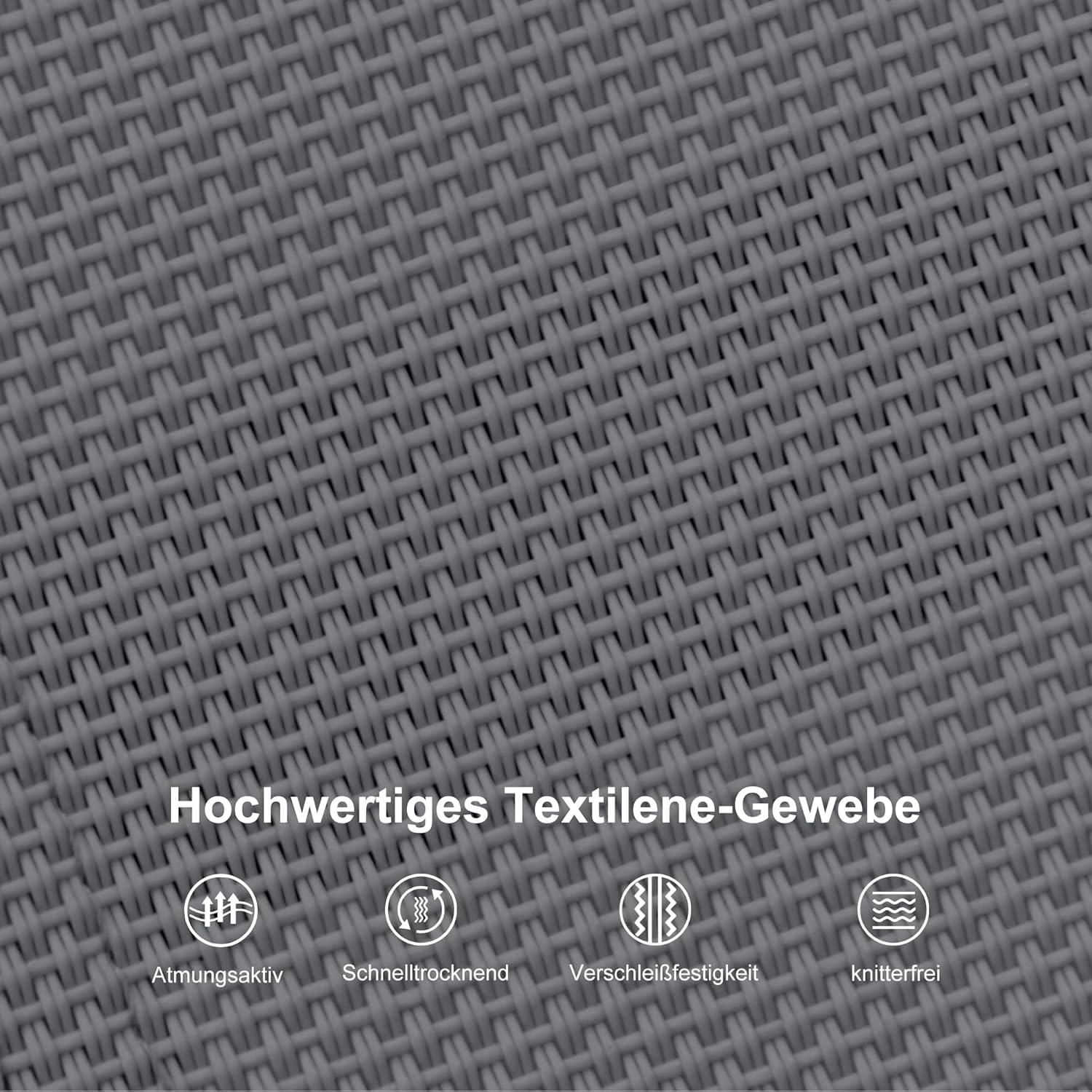 Sonnenliege Set Aluminium Gartenliege Beistelltisch 4-Fach Verstellbar Grau