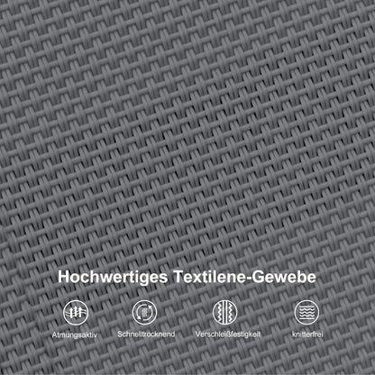 Sonnenliege Set Aluminium Gartenliege Beistelltisch 4-Fach Verstellbar Grau