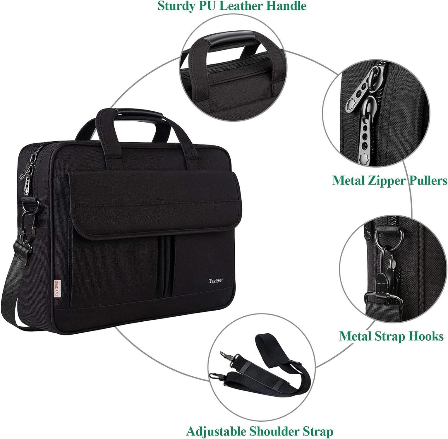 Taygeer Laptoptasche 17 Zoll Schwarz Business Notebook Aktentasche