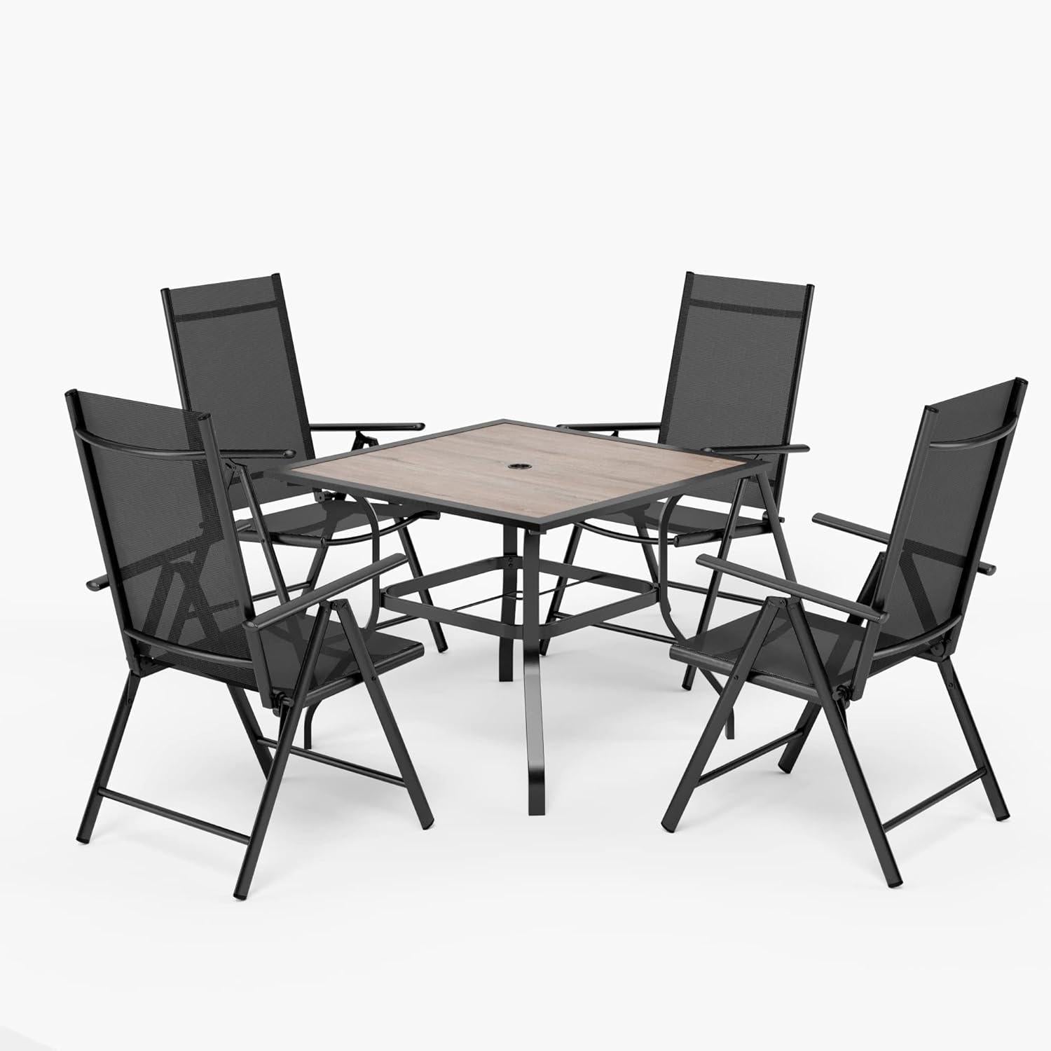 Terrassenmöbel-Set 4+1 Aluminium Gartenstühle Tisch Klappstühle 6X