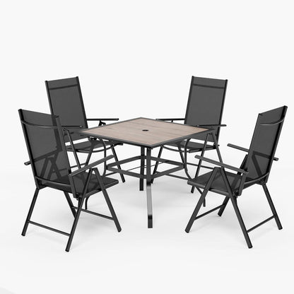 Terrassenmöbel-Set 4+1 Aluminium Gartenstühle Tisch Klappstühle 6X