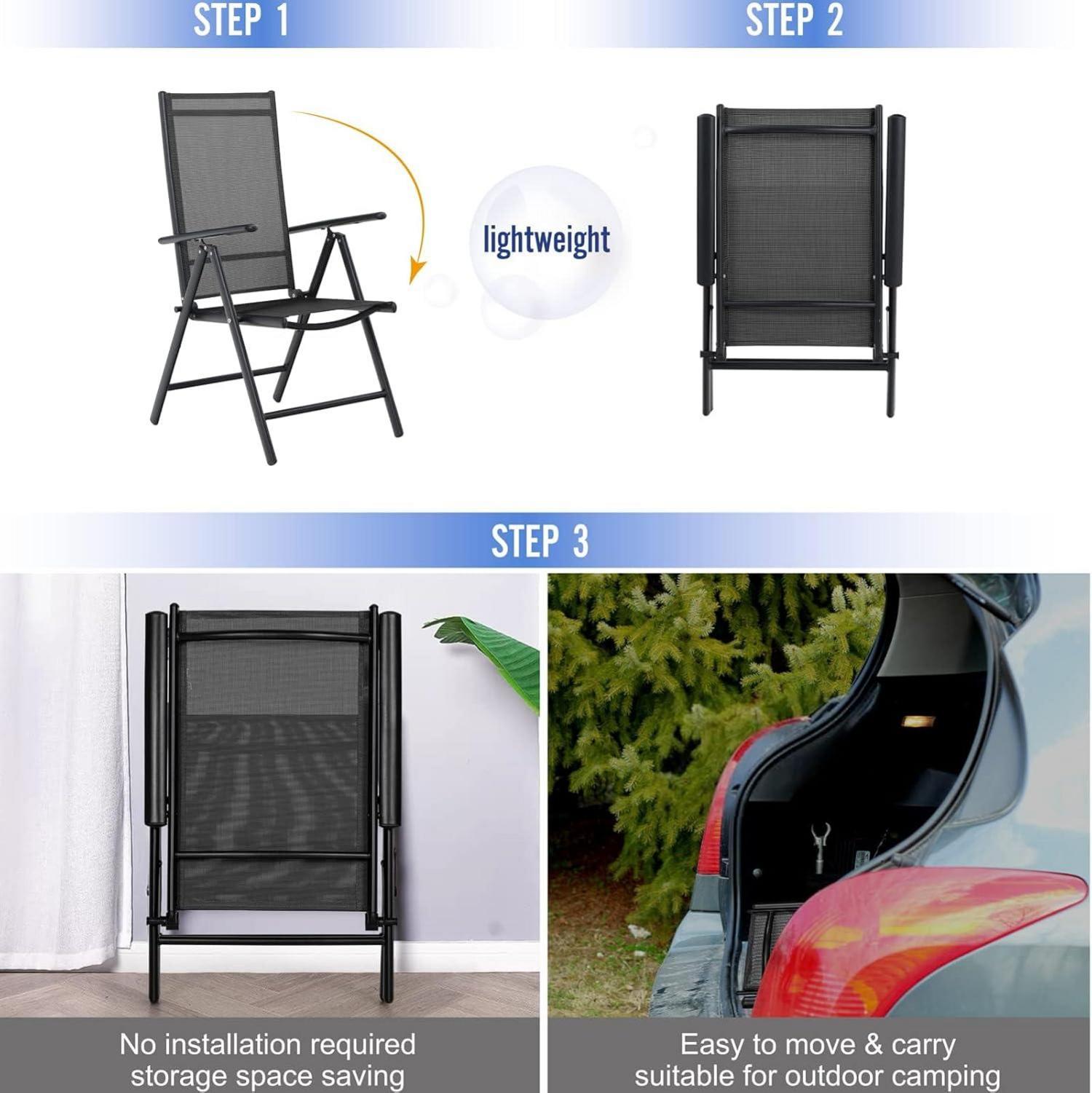Gartenmöbel Set 4 Personen Wetterfest Aluminium Schwarz