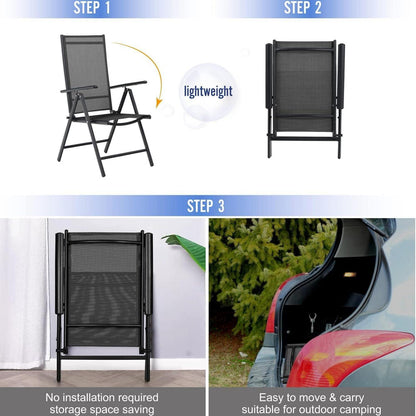 Gartenmöbel Set 4 Personen Wetterfest Aluminium Schwarz
