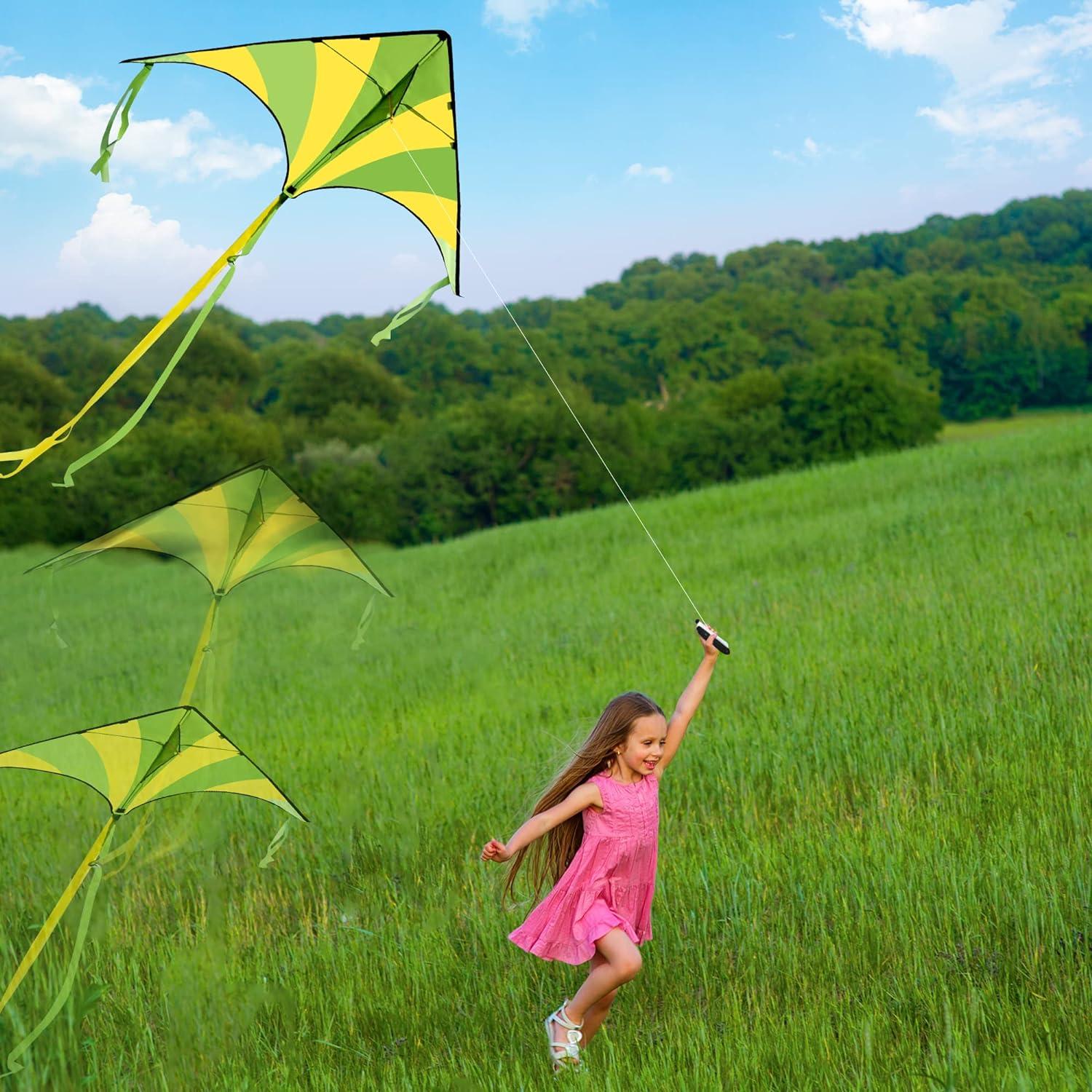 JOYIN 2er-Pack große Delta-Drachen - Grün und Regenbogen - Riesige Drachen für Kinder und Erwachsene