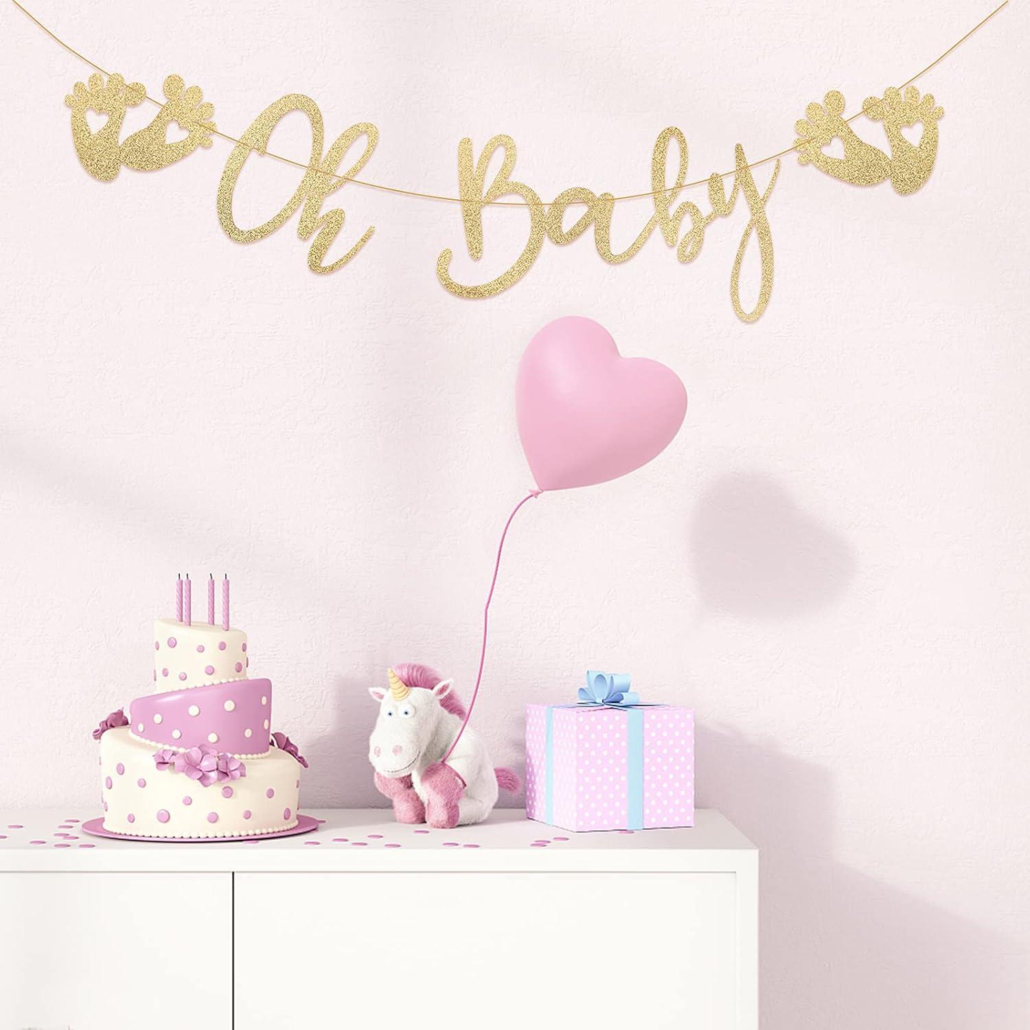 Glitzer Baby Girlande Gold Papier Deko Babydusche Aufhängen Mädchen