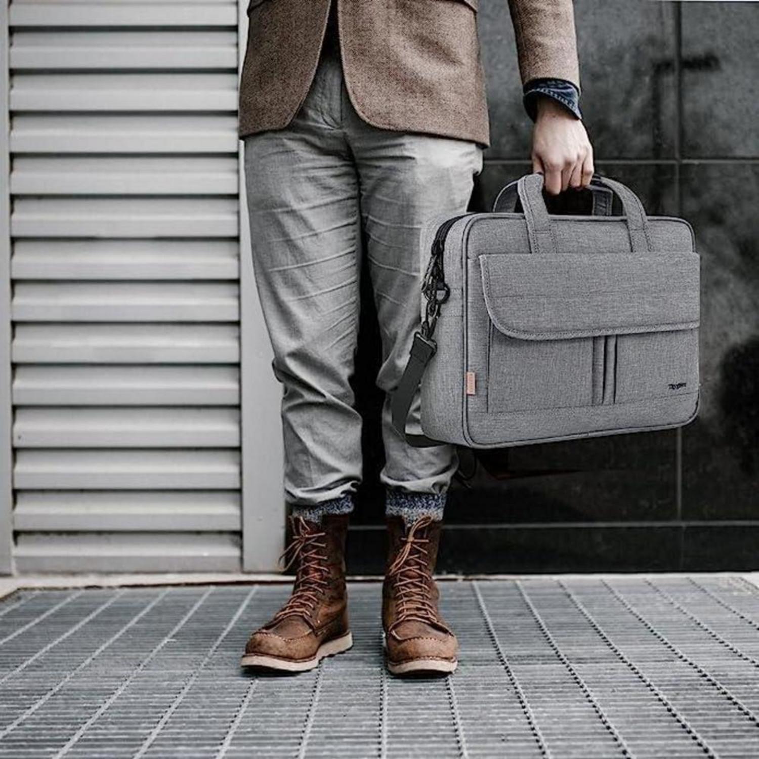 Laptoptasche 15.6 Zoll Wasserdicht Notebooktasche Umhängetasche Grau Business Tasche