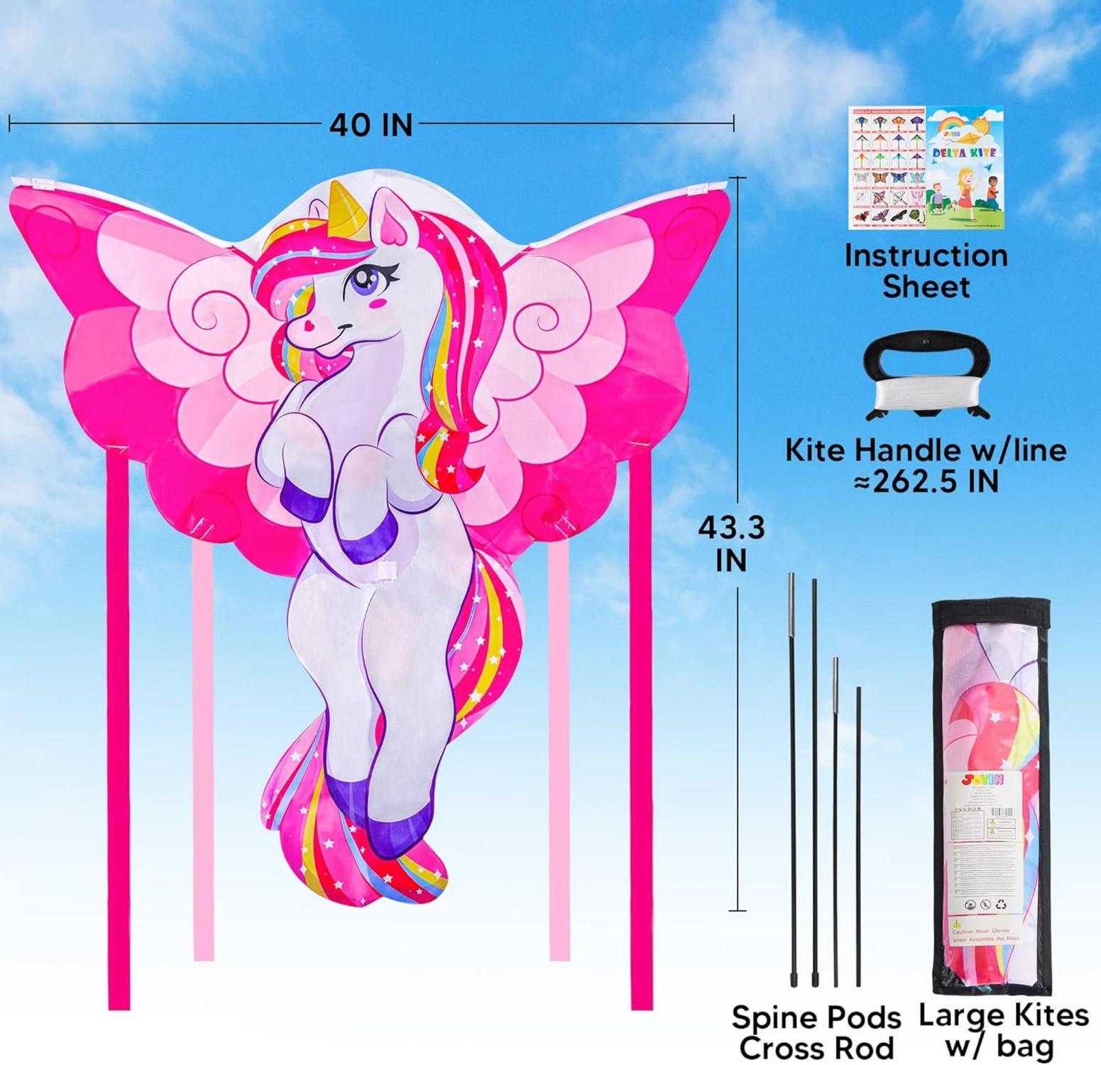 Einhorn Drachen 43.3'' für Kinder Spiele im Freien