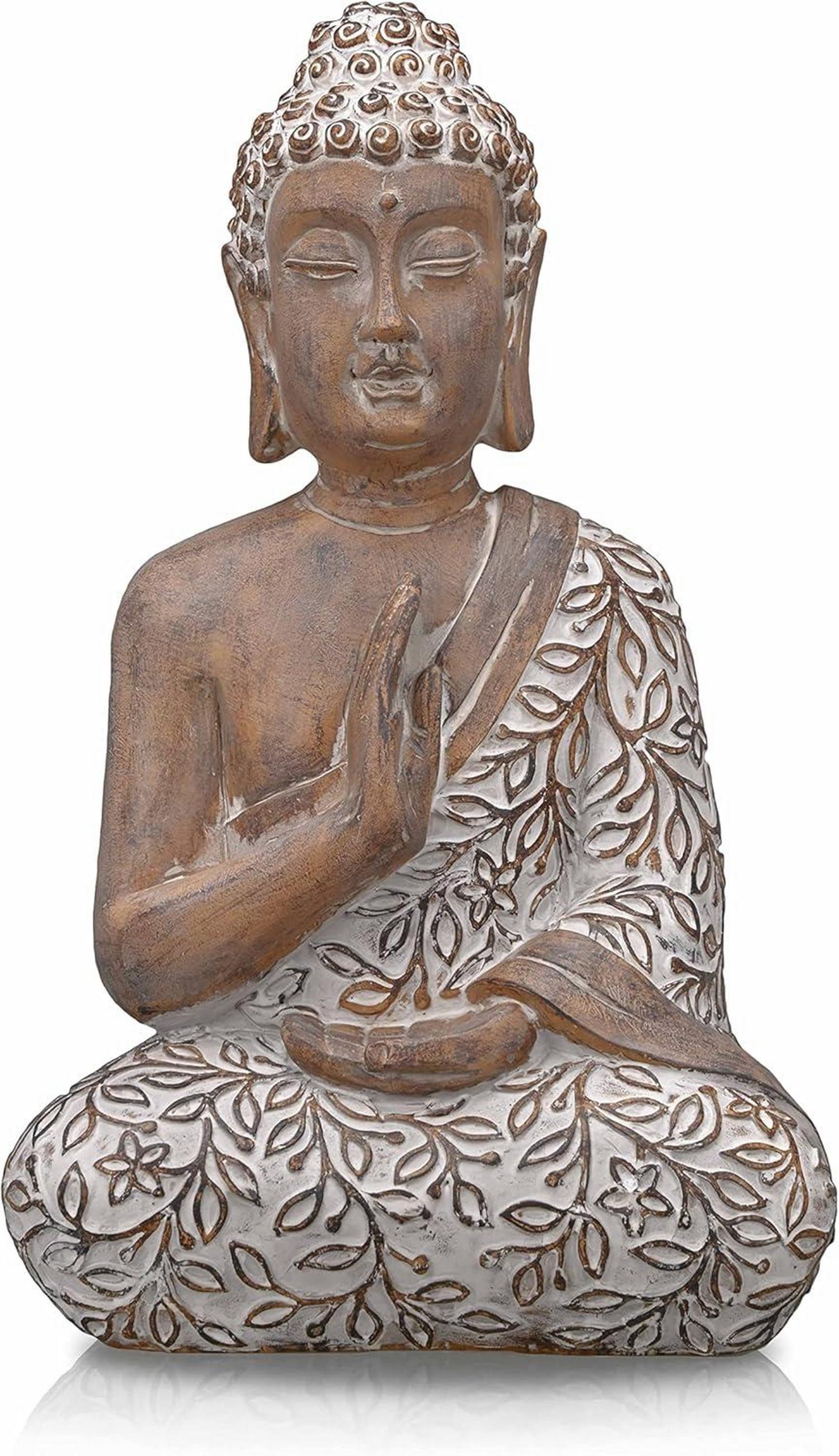 Buddha Figur 36.5cm Harz sitzende Deko für Haus Büro Garten