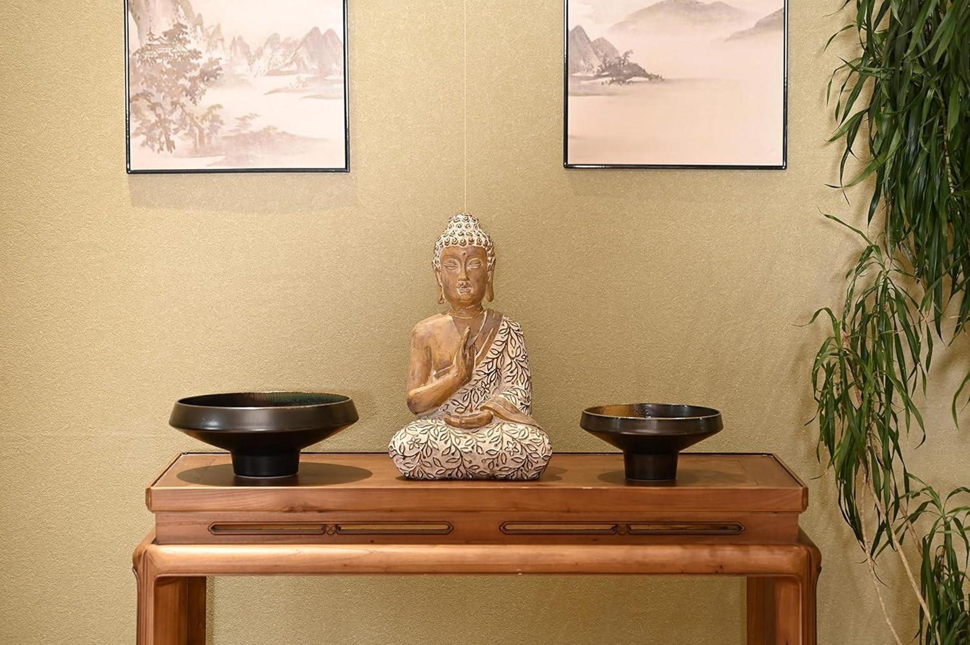 Buddha Figur 36.5cm Harz sitzende Deko Skulptur für Haus, Büro, Garten