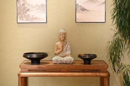 Buddha Figur 36.5cm Harz sitzende Deko Skulptur für Haus, Büro, Garten