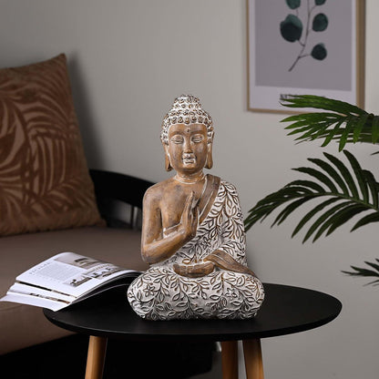 Buddha Figur 36.5cm Harz sitzende Deko Statue für Haus Garten Büro Feng Shui