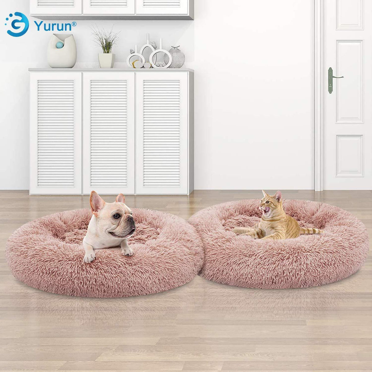 Flauschiges Hundebett rund Rosa 120cm