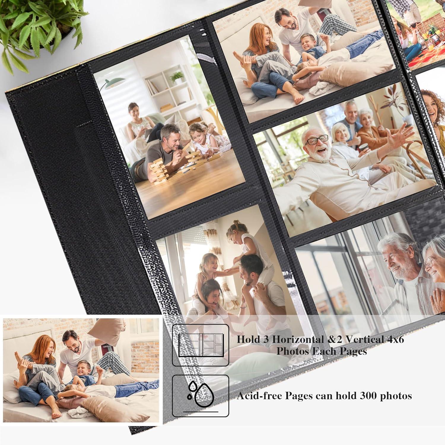 Fotoalbum Vienrose Einsteck 10x15 cm mit 600 Seiten Schwarz Große Kapazität