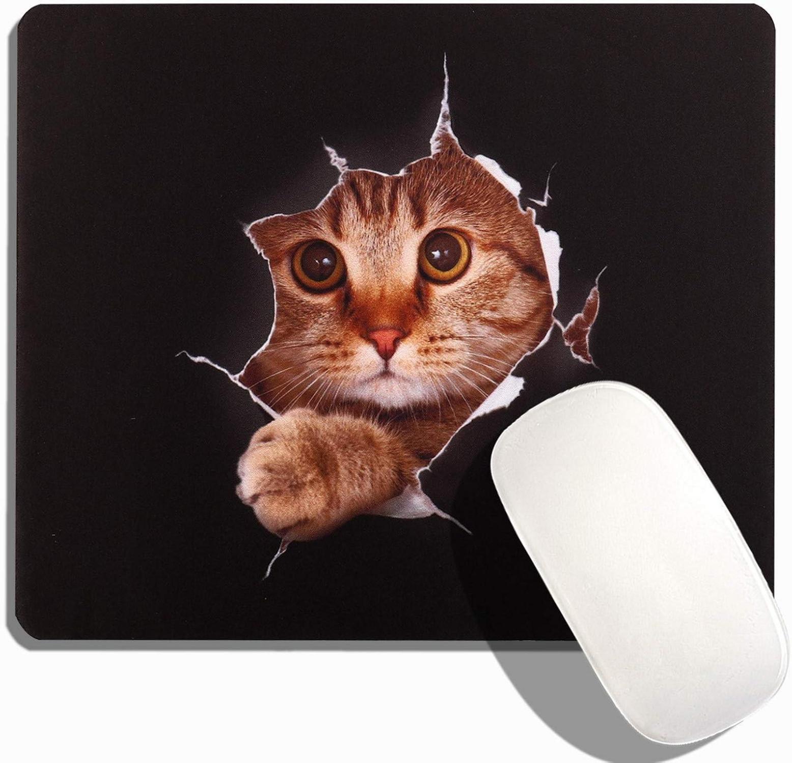 Kleines Mauspad 24 x 20 cm 0,3 cm Niedliches Design Katze Muster Mousepad Mini Büro Zuhause Reise Anti-Rutsch Mauspad
