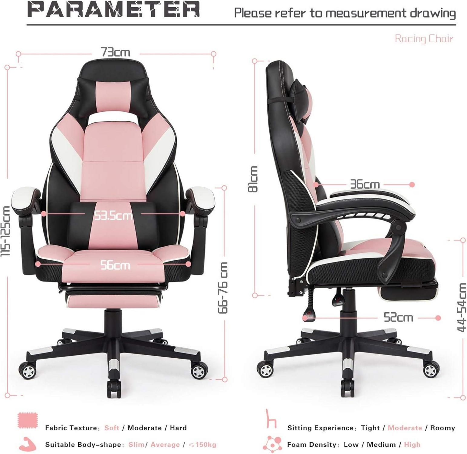 Gaming Stuhl Ergonomischer Gamer Racing Bürostuhl Rosa