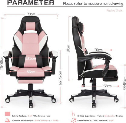 Gaming Stuhl Ergonomischer Gamer Racing Bürostuhl Rosa