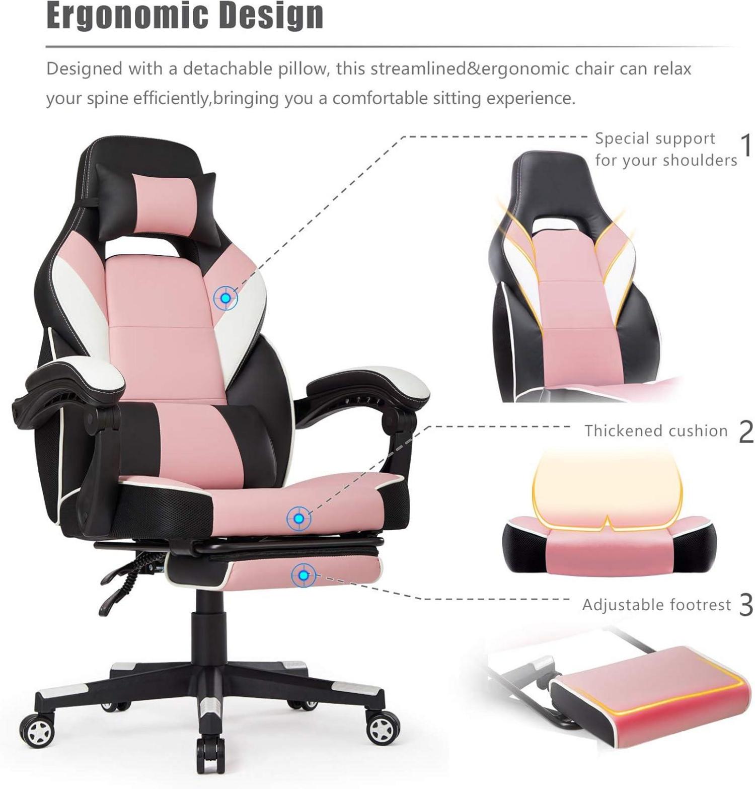 Intimate Gaming Stuhl Ergonomisch Verstellbar Racing Bürostuhl Rosa