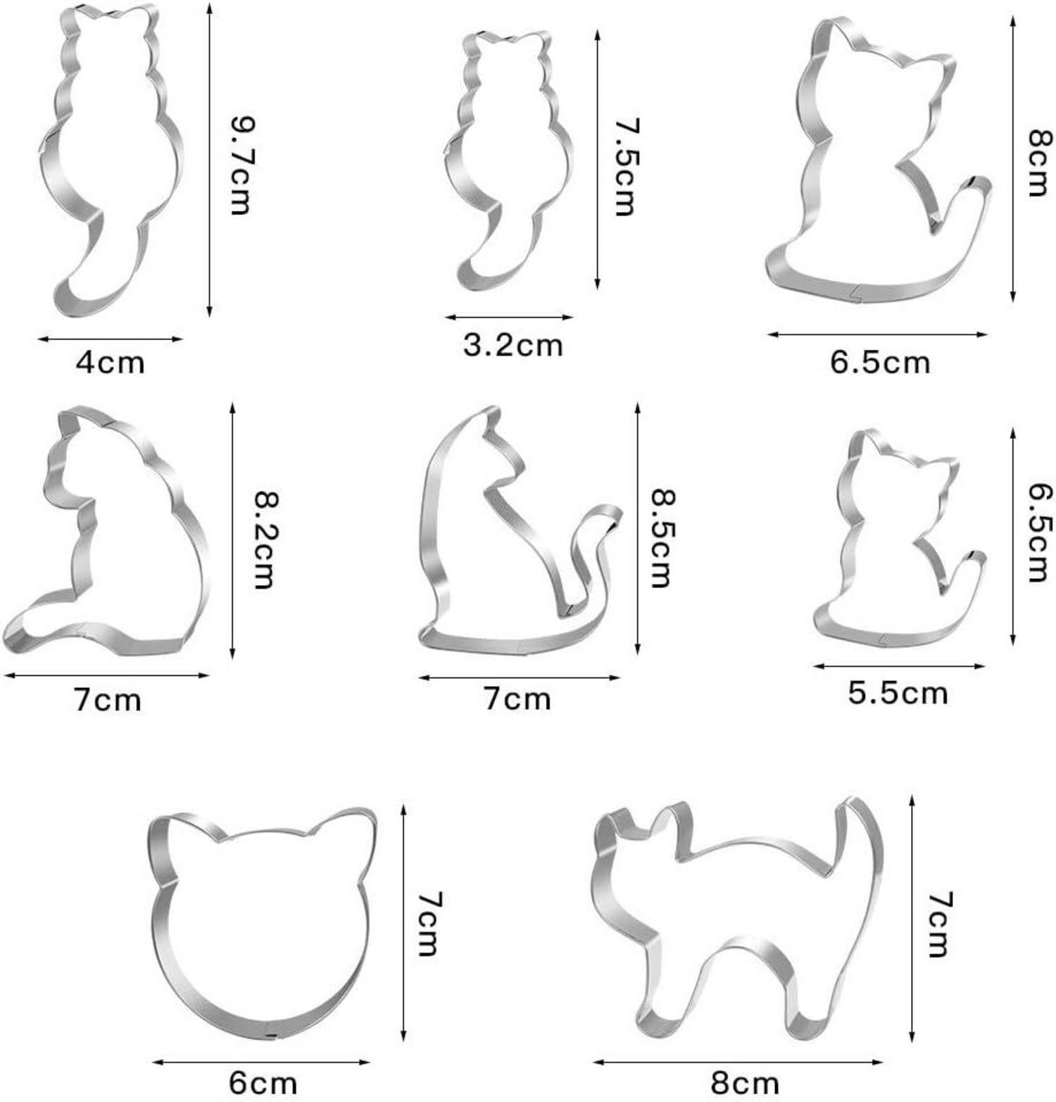 Ausstechform Katze 8-teilig Edelstahl DIY Keksausstecher