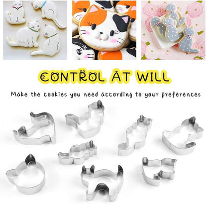 Katze Ausstechformen Set 8pcs Edelstahl DIY Tiere Keksausstecher