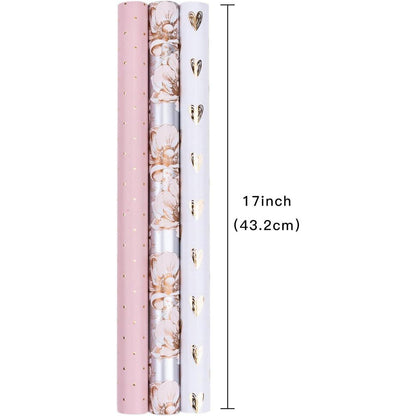 Geschenkpapierrolle Mini-Rolle 3 Verschiedene Pinke Graue