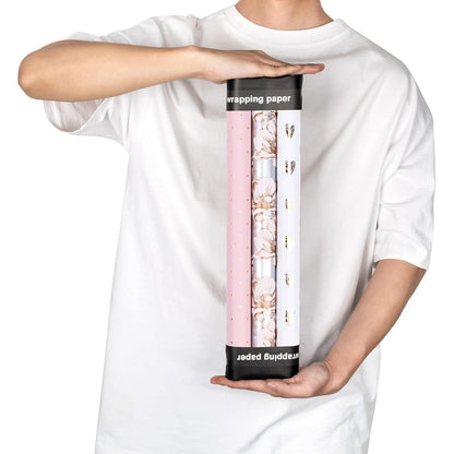 Geschenkpapierrolle Mini-Rolle 3 Verschiedene Pinke Graue