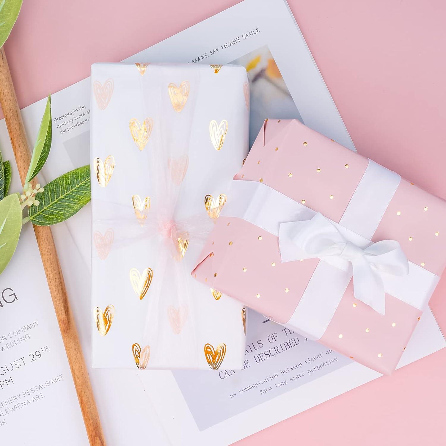 Geschenkpapierrolle Pinkes und Graues Blumenmuster 43,2x3,05 m