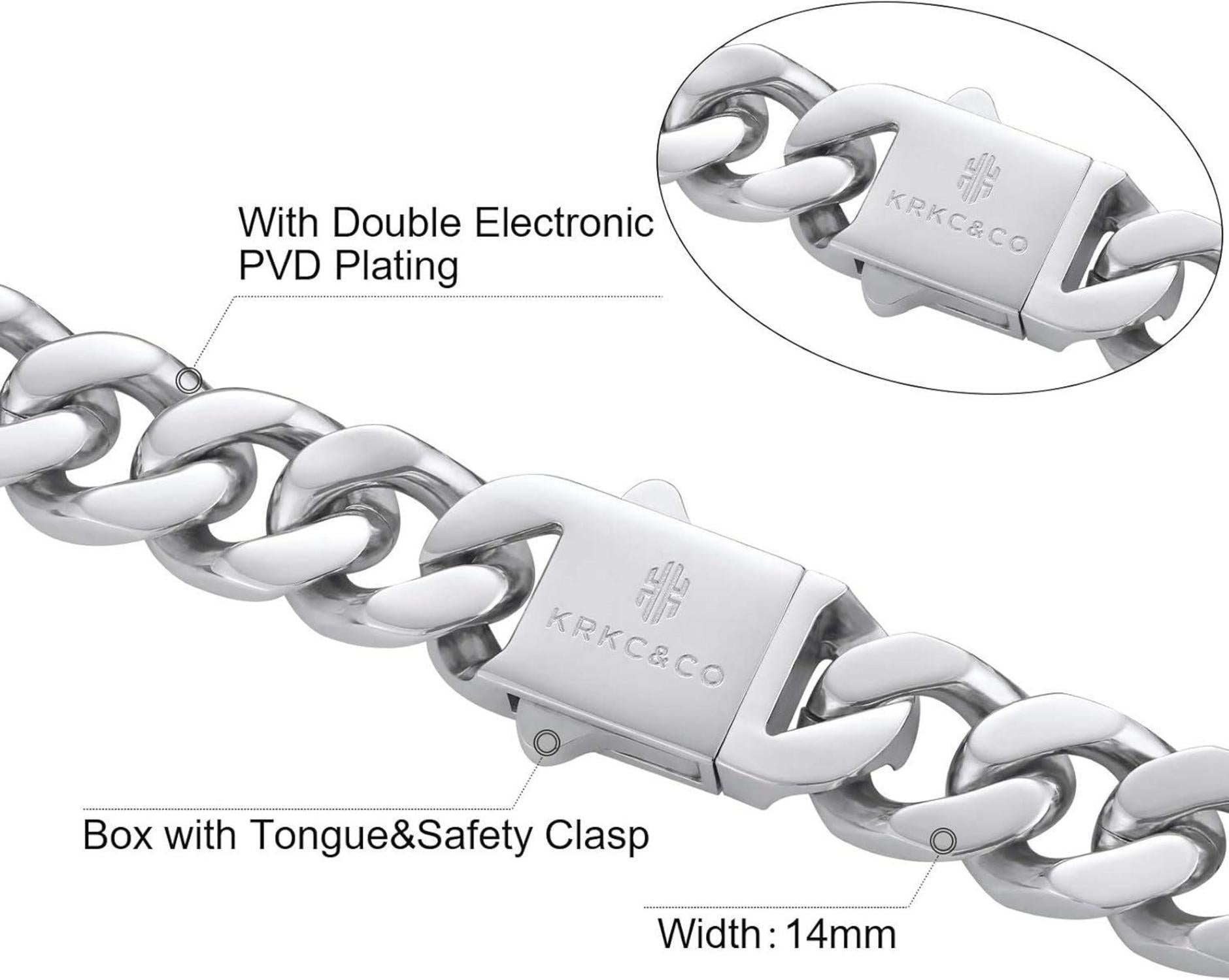 Cuban Link Chain Edelstahl Panzerkette Gold 14mm 66cm_SIGNATURE