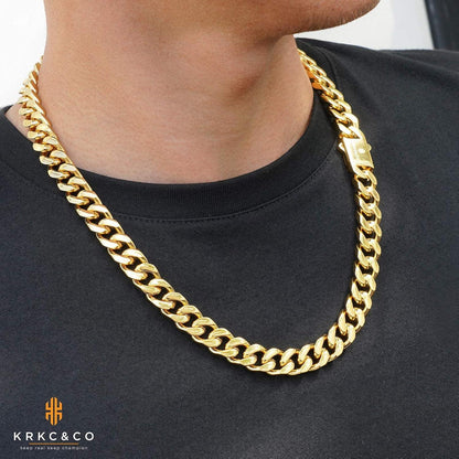 KRKC&CO Herren Panzerkette 8/12/14mm Gold/Weißgold Cuban Link Chain