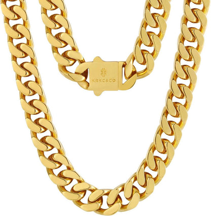 Panzerkette 18K Gold Cuban Link Chain Edelstahl Hip Hop Kette