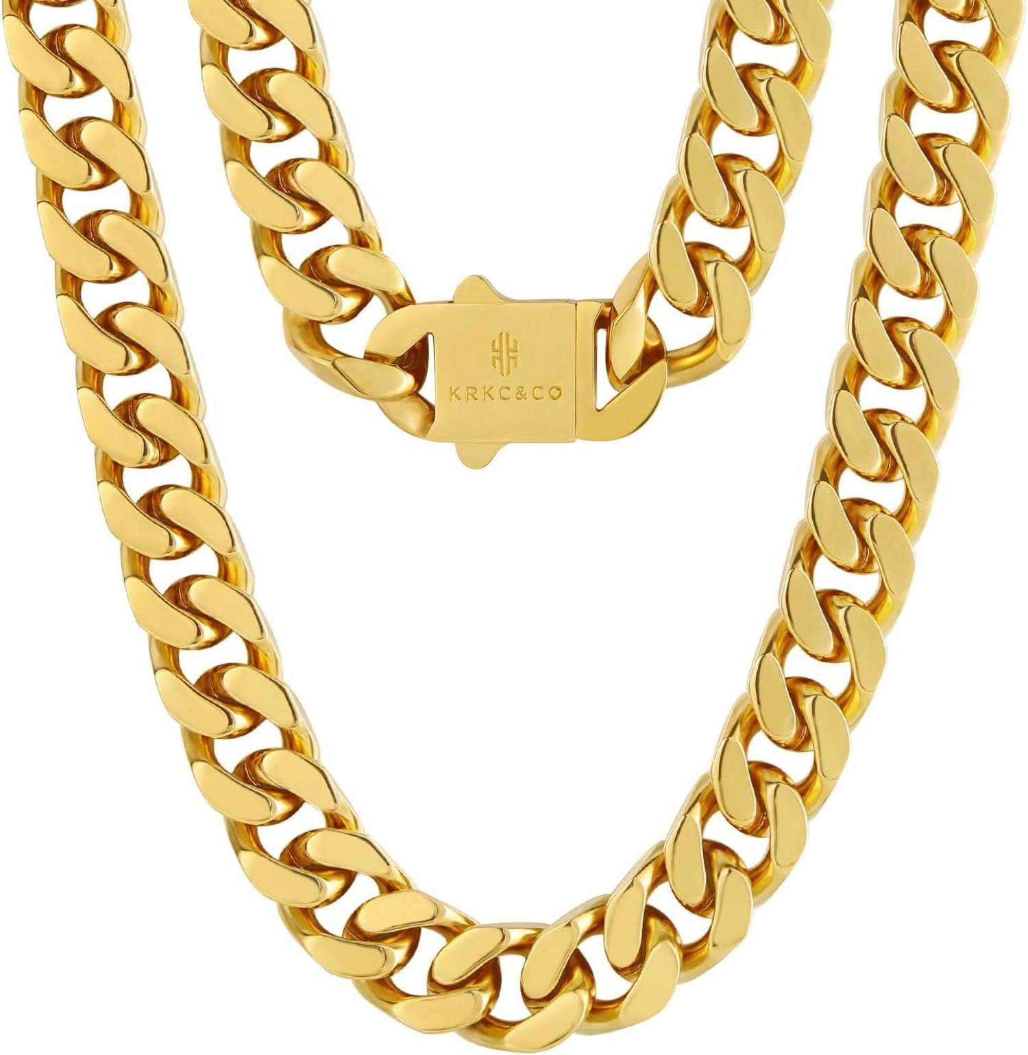 Panzerkette 18K Gold Cuban Link Chain Edelstahl Hip Hop Kette