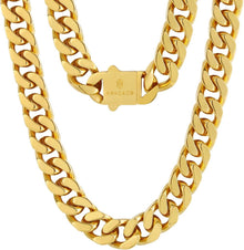 Panzerkette 18K Gold Cuban Link Chain Edelstahl Hip Hop Kette