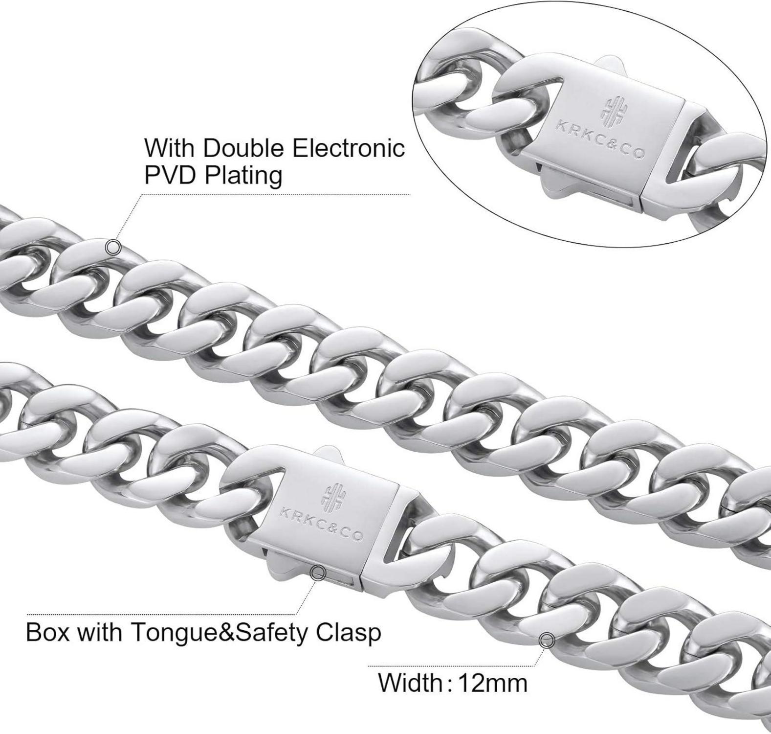 KRKC&CO Panzerkette Herren 18K Gold/Weißgold Cuban Link Chain